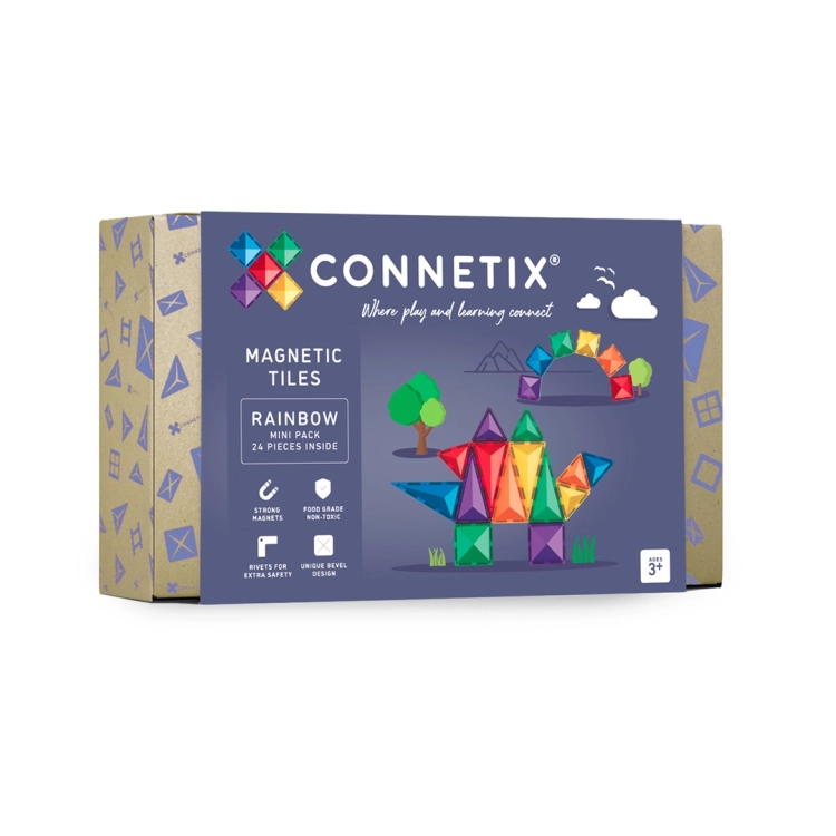 Opakowanie zestawu klocków magnetycznych CONNETIX Rainbow Mini Pack 24 el