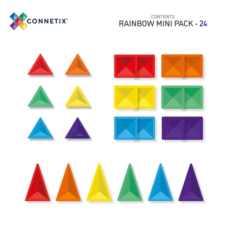 Zawartość zestawu CONNETIX Rainbow Mini Pack 24 el - szczegółowy wykaz elementów