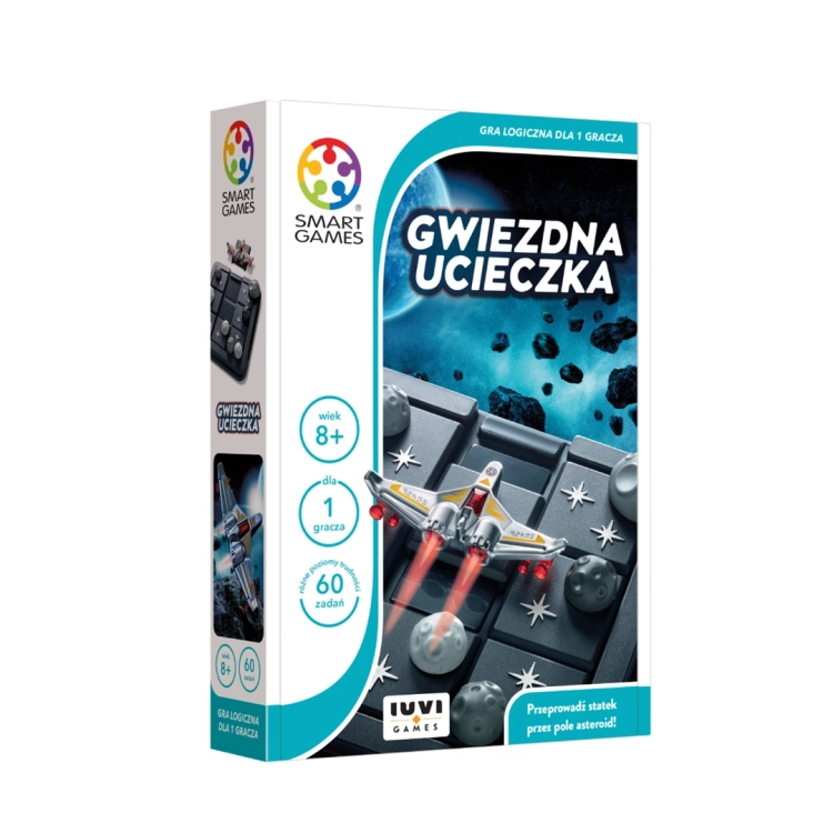 Opakowanie gry logicznej Gwiezdna Ucieczka dla dzieci od 8 lat marki Smart Games.