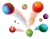 Kolorowe, skaczące piłki stworzone za pomocą zestawu Skaczące Planety od Piatnik.