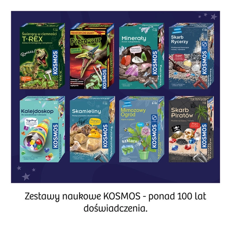 Kolekcja zestawów naukowych Piatnik, w tym Skaczące Planety.