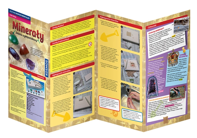 Instrukcja obsługi i ciekawostki geologiczne z zestawu Mineralne Skarby.