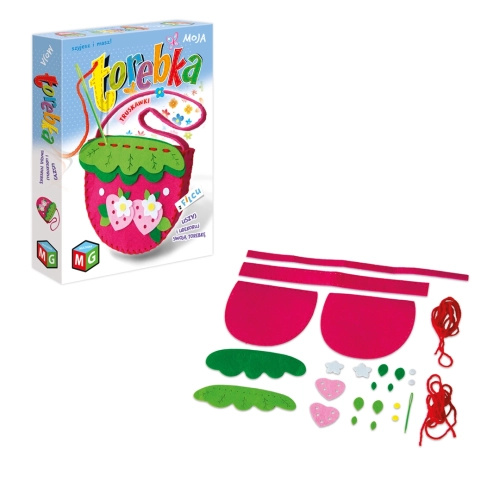 Zawartość zestawu do szycia torebki truskawki od Multigra