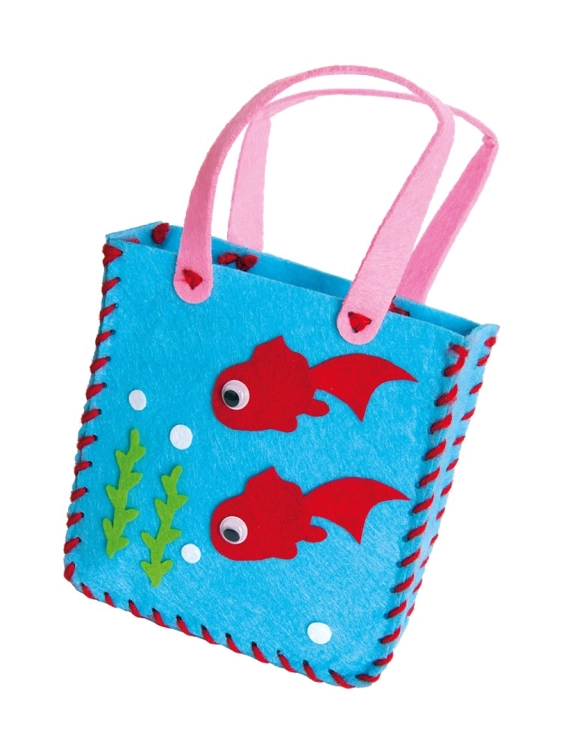 Gotowa torebka w kształcie rybek wykonana z zestawu kreatywnego od Multigra