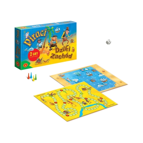 Dwustronna plansza i elementy gry "Piraci – Dziki Zachód".