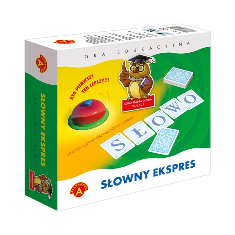 Pudełko gry edukacyjnej "Sowa Mądra Głowa – Słowny Ekspres" od Alexander.