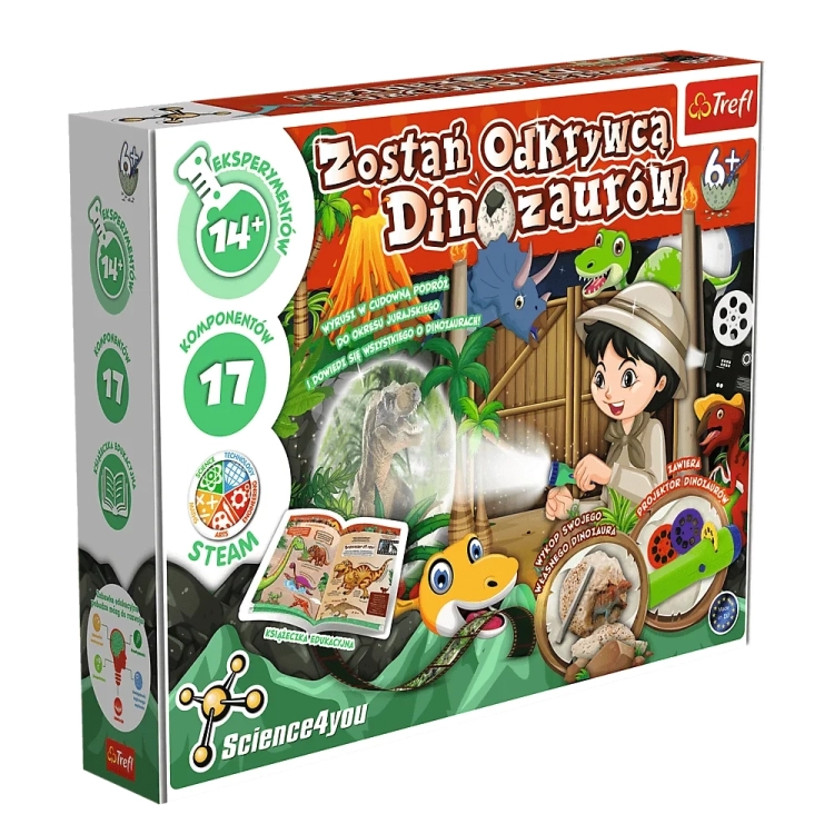 Opakowanie zestawu Zostań Odkrywcą Dinozaurów Trefl.