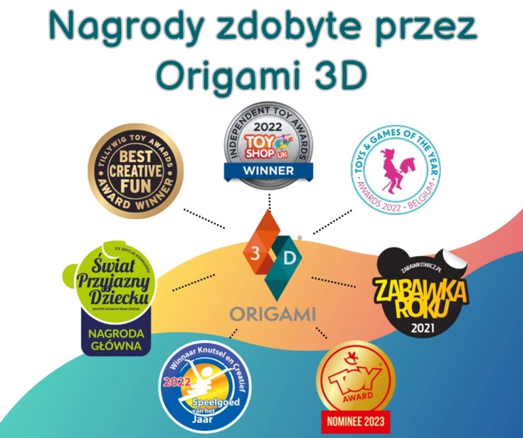 Nagrody zdobyte przez zestawy ORIGAMI 3D - różne wyróżnienia i medale.