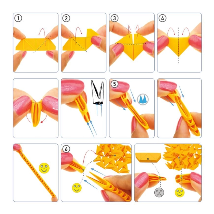 Instrukcja składania modułów ORIGAMI 3D - schemat krok po kroku.