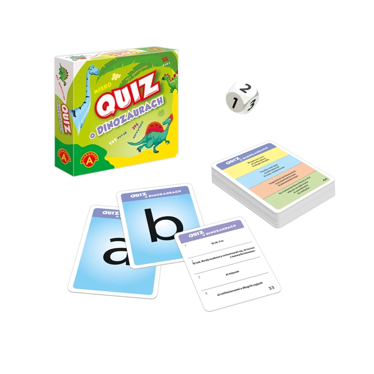 quiz o dinozaurach gra edukacyjna opakowanie i zawartość