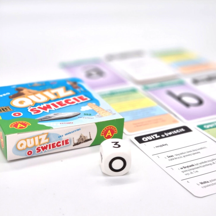 Karty z pytaniami do gry Quiz o Świecie.