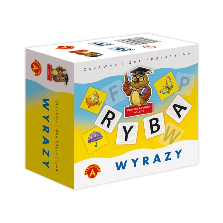 opakowanie gry edukacyjnej sowa mądra głowa wyrazy alexander