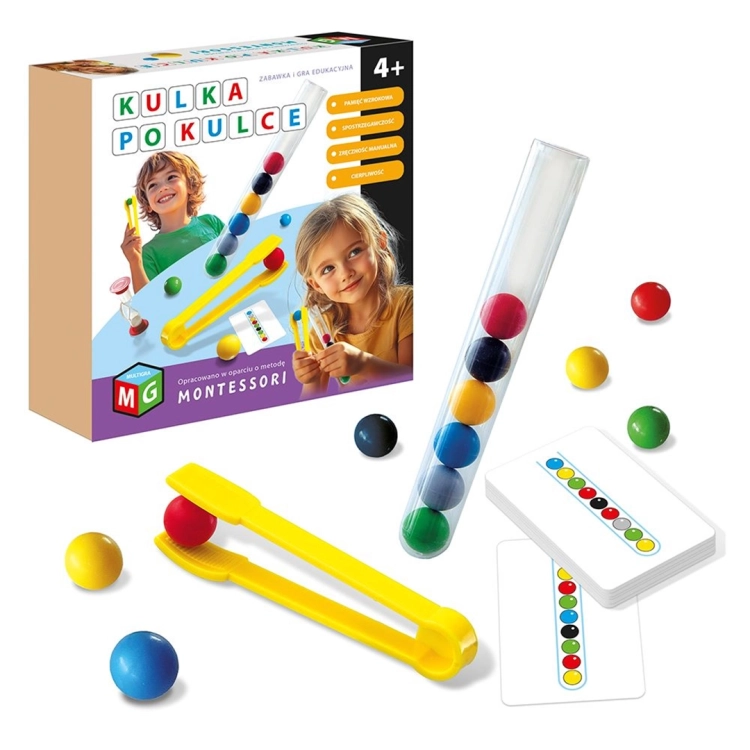 Gra Kulka po Kulce Montessori – zestaw elementów do zabawy i nauki zręczności