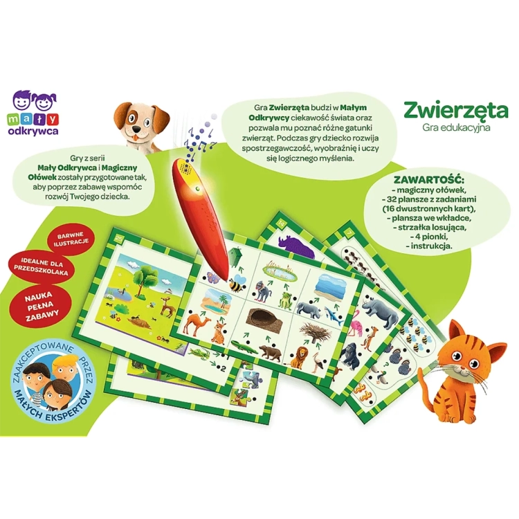 Trefl Magiczny Ołówek Zwierzęta – gra edukacyjna z 140 pytaniami i interaktywnym długopisem