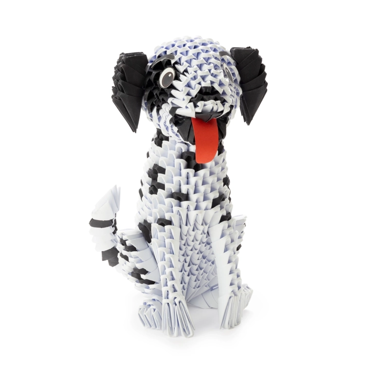 Model origami 3D pieska dalmatyńczyka wykonany z papieru