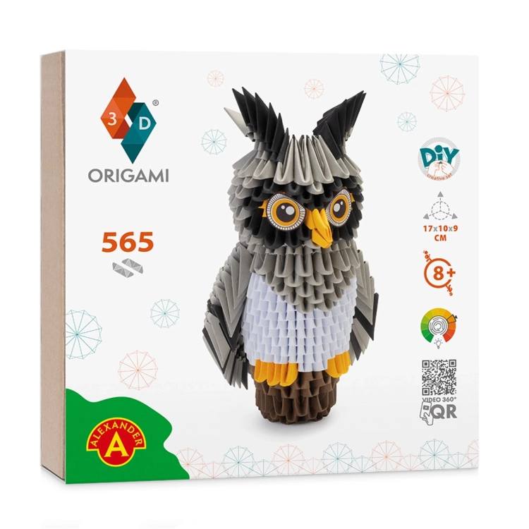 Opakowanie zestawu Origami 3D – Sowa – pudełko produktu z grafiką gotowego modelu.