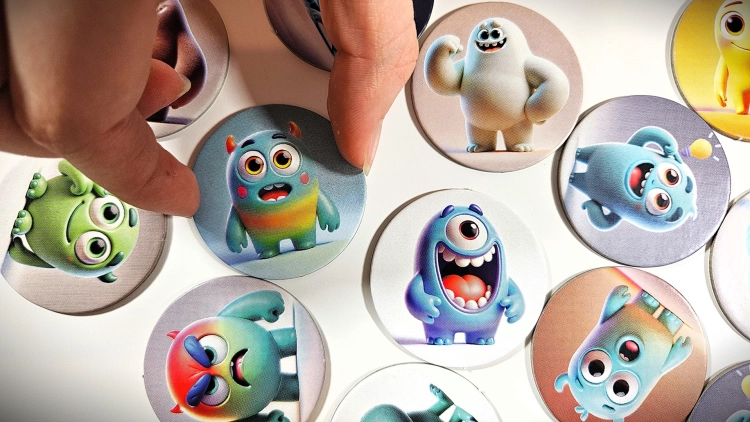 Gra pamięciowa Memosy – Emocje, okrągłe karty z ilustracjami emocji.