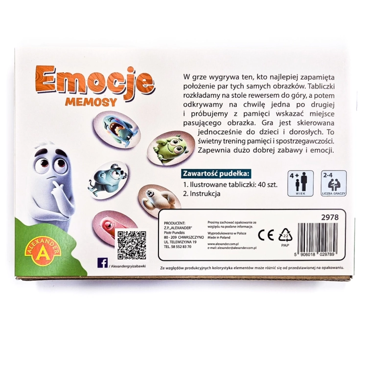 Gra memory Memosy – Emocje, rozwijająca pamięć i rozpoznawanie uczuć.