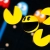 Żółta kulka Pac-Man na tle labiryntu.