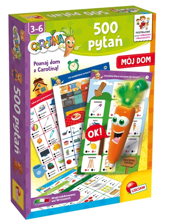 Gra edukacyjna Lisciani Carotina 500 Pytań Mój Dom – nauka poprzez zabawę