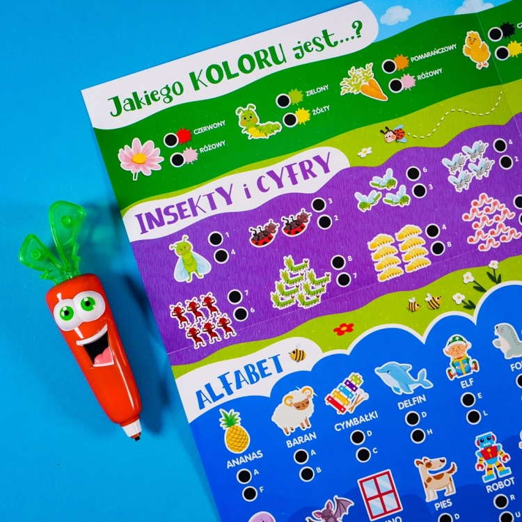 Zabawna gra pamięciowa z ilustracjami zwierząt i interaktywną marchewką