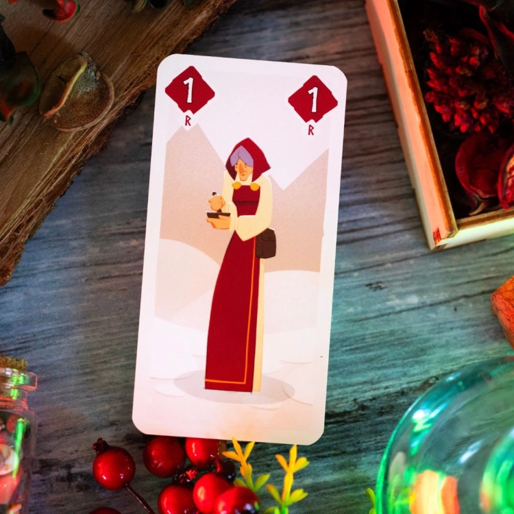 Karta postaci w Odyn – ilustracja postaci wikinga z kartą wartości 1.