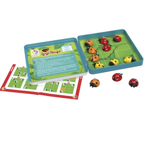 Elementy gry Biedroneczki – kolorowe biedronki z magnesami na planszy.