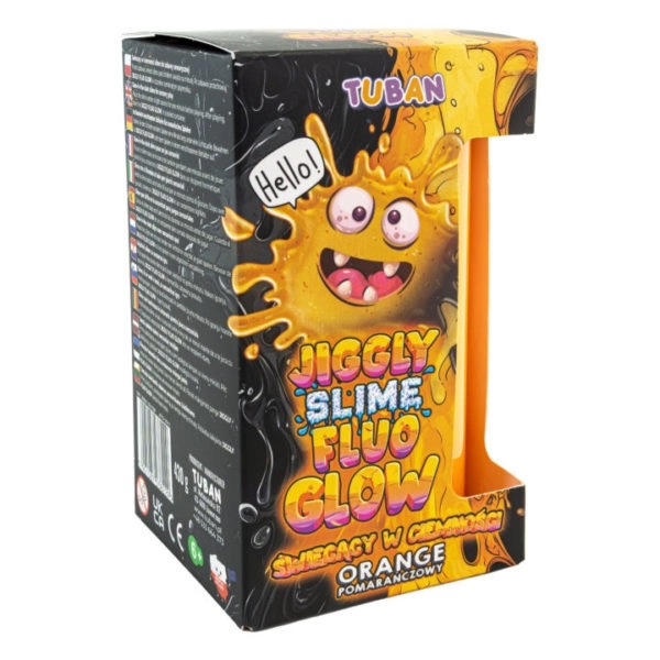 Opakowanie Jiggly Slime Fluo Glow 430 g – bezpieczna masa plastyczna dla dzieci 6+.