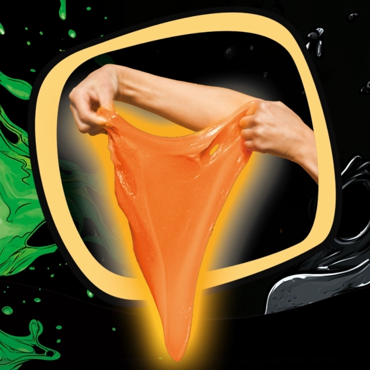 Jiggly Slime Fluo Glow pomarańczowy – elastyczna masa sensoryczna świecąca w ciemności.