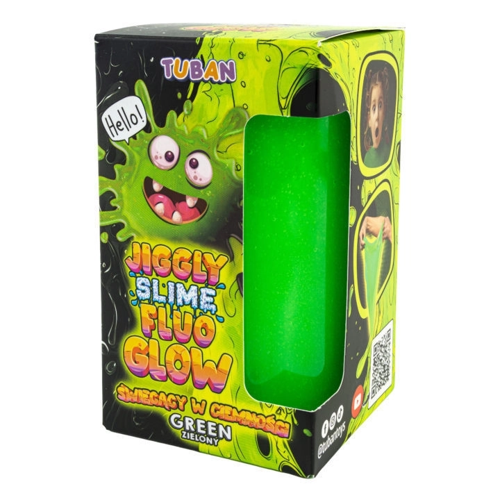 Zielony Jiggly Slime Fluo Glow 430 g – świecąca masa plastyczna Tuban dla dzieci