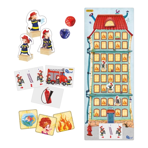 Plansza i elementy gry Pudełko gry Pali się - Adamigo 5+