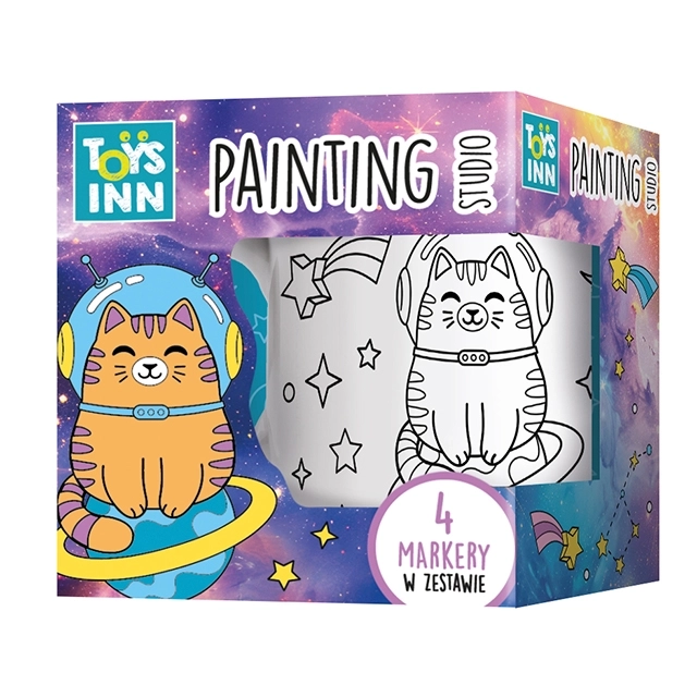 Kubek do kolorowania dla dzieci Kot w kosmosie - Stnux 5+