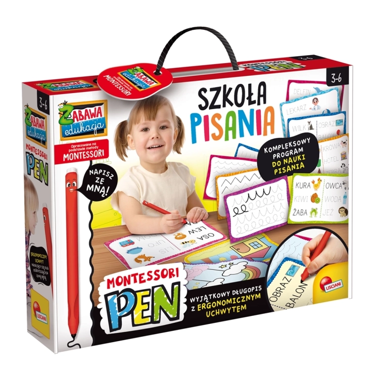 Opakowanie zestawu edukacyjnego Lisciani Montessori Pen szkoła pisania dla dzieci 3–6 lat