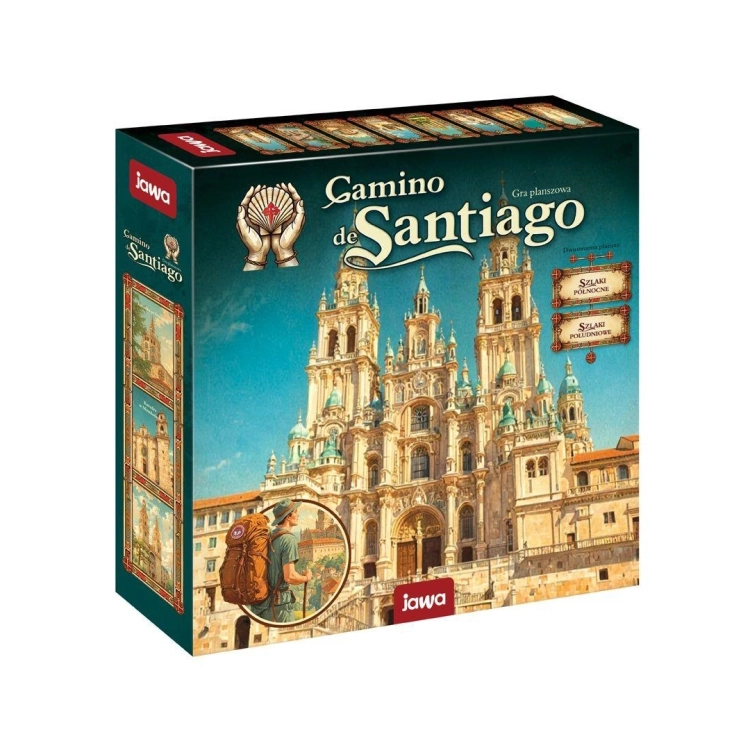 Przód opakowania gry planszowej Camino de Santiago Jawa 8+