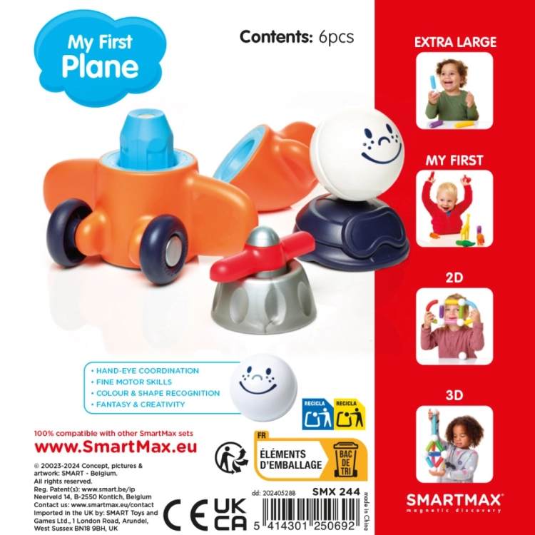 Tylna strona opakowania My First Plane – informacje o zestawie i funkcjach edukacyjnych