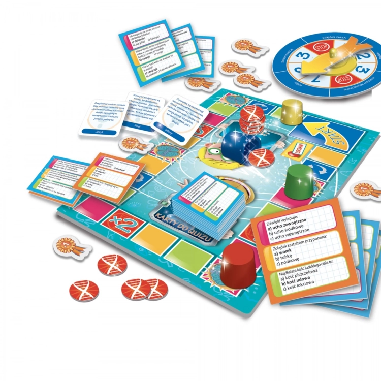 Plansza i elementy gry Quiz Ciało Człowieka Lisciani