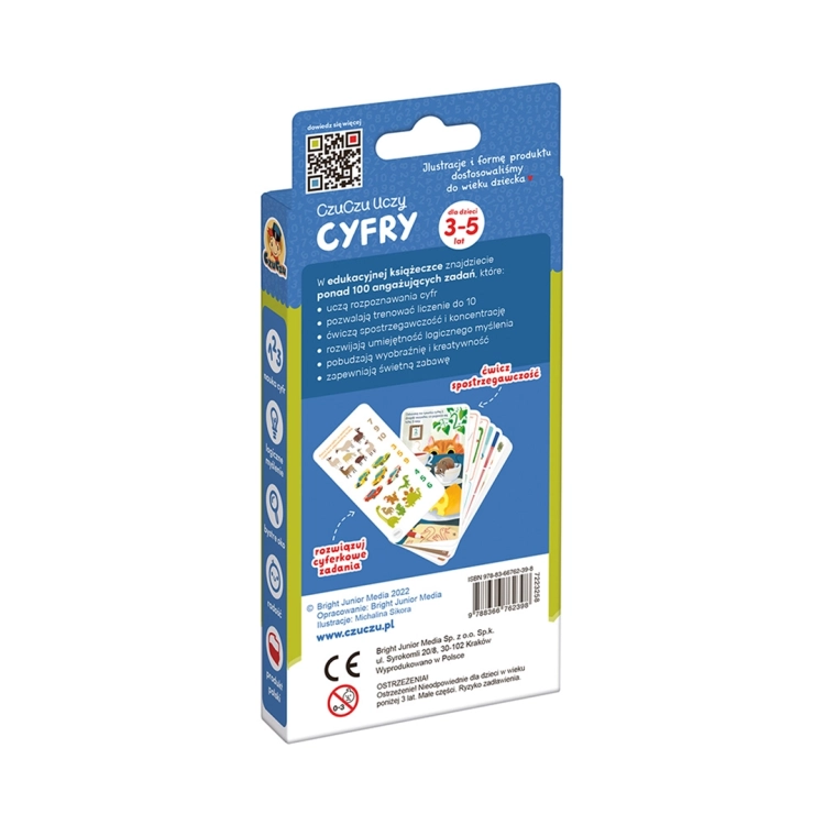 tył opakowania CzuCzu Uczy Cyfry z opisem funkcji edukacyjnych