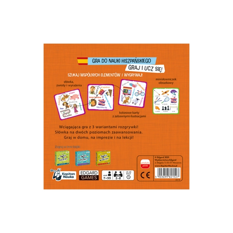 tył opakowania gry Bójka na słówka z opisem zawartości i zasad