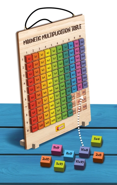 Kolorowa drewniana tabliczka mnożenia z magnesami do nauki matematyki – Lisciani