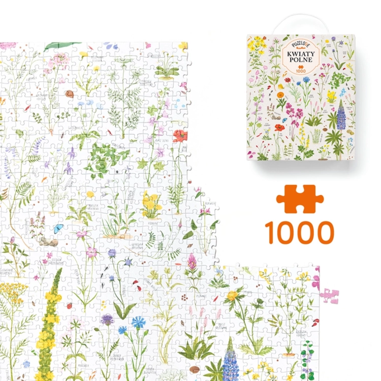 Fragment układanki 1000 elementów Puzzlove Kwiaty Polne z opakowaniem