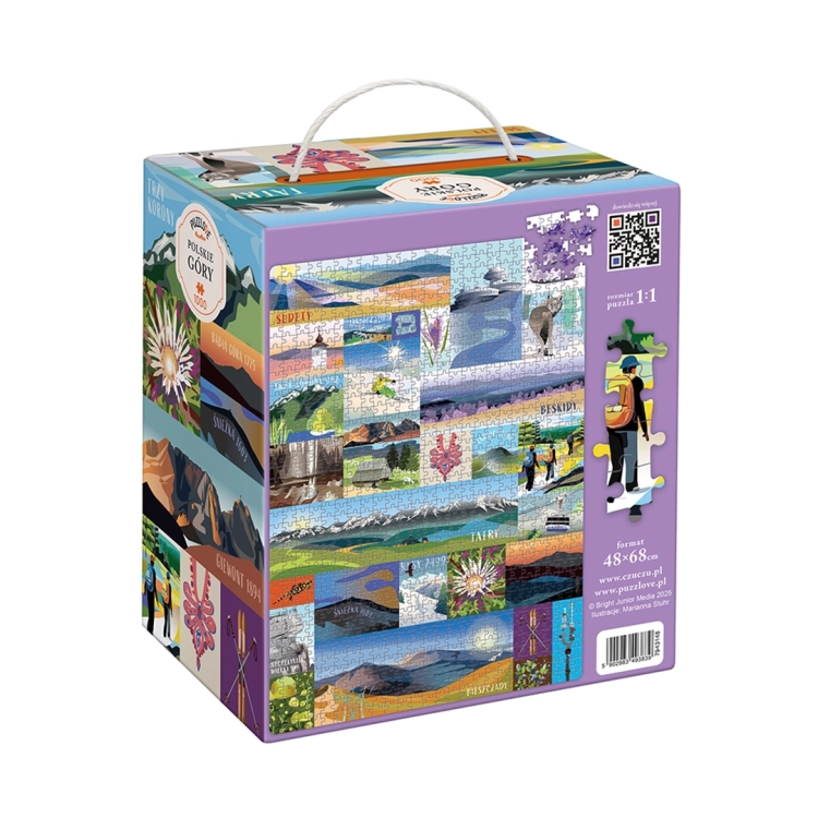 Tył opakowania puzzli Puzzlove Polskie Góry z rozkładem obrazka