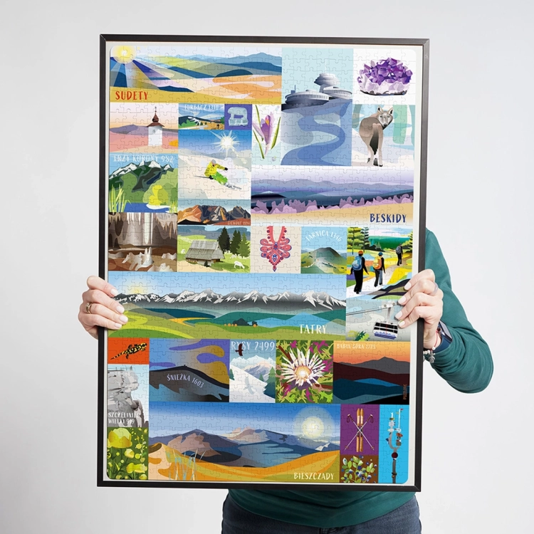 Ułożony obrazek Puzzlove Polskie Góry w czarnej ramie