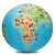 Piłka balonowa AKSON z kolorową mapą kontynentów i zwierząt