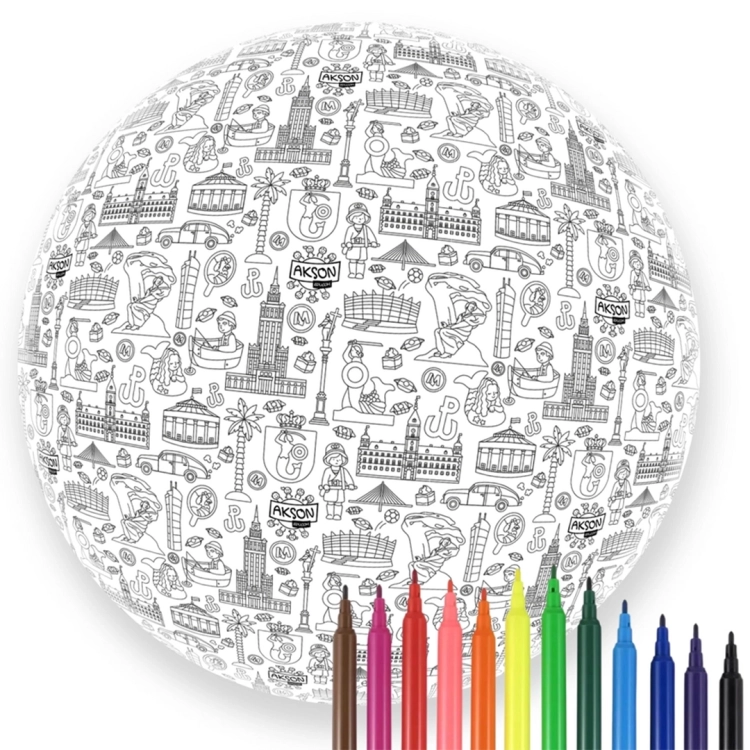 Materiałowa piłka balonowa Warszawa do kolorowania z pisakami – Akson
