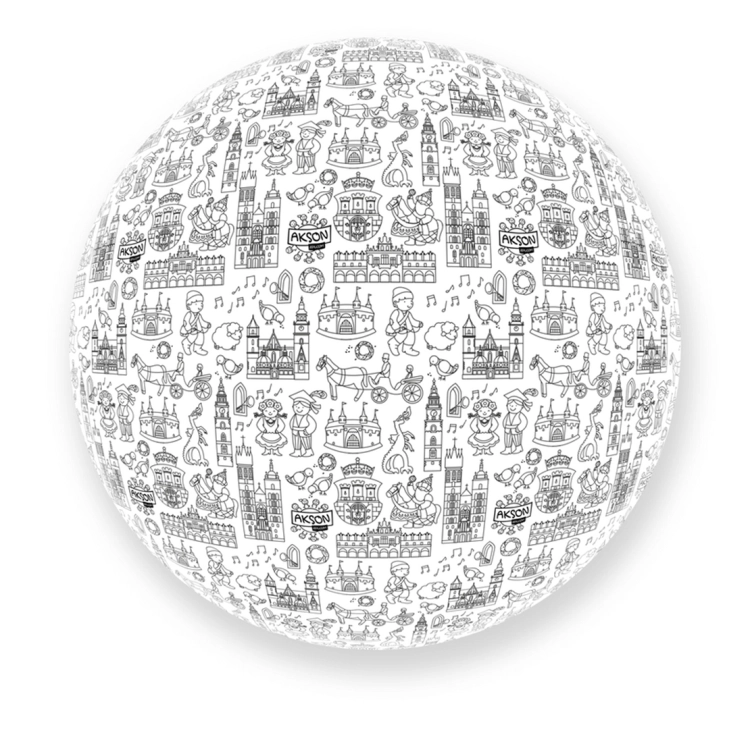 Duża piłka do kolorowania z motywami Krakowa Akson