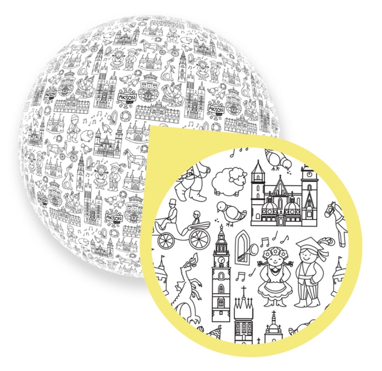 Piłka do kolorowania XXL Kraków z detalami zabytków i postaci