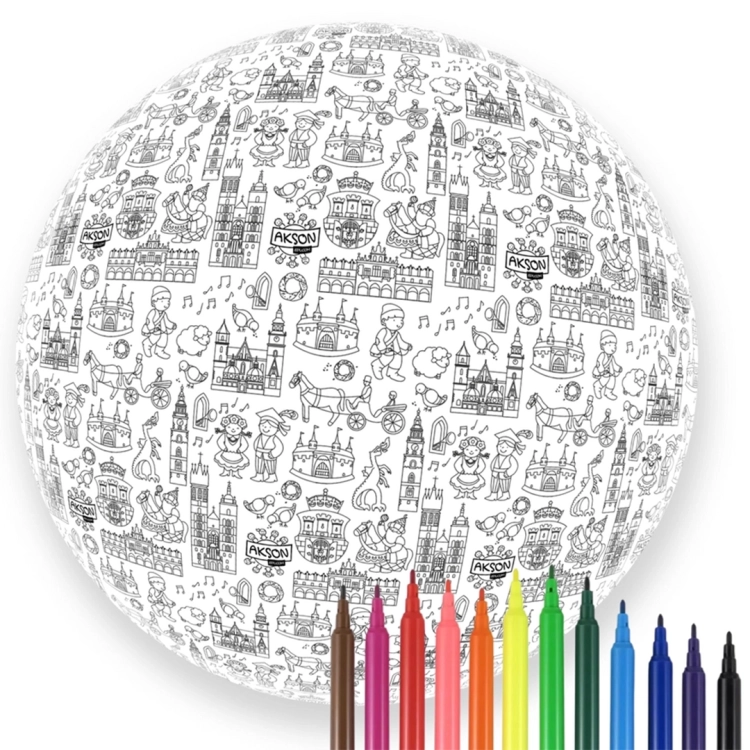 Piłka balonowa Akson Kraków z pisakami do kolorowania