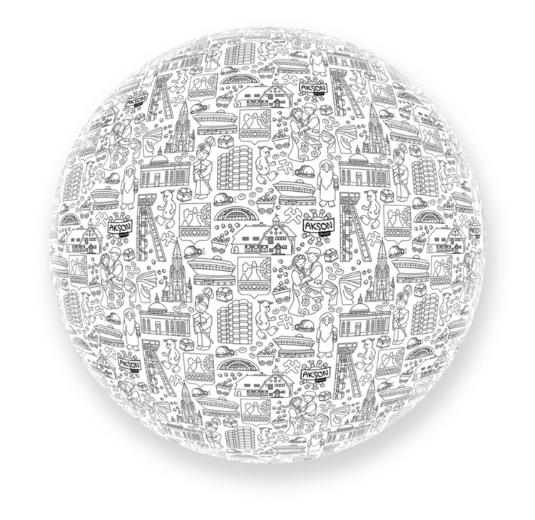 zabawkowa piłka edukacyjna akson z motywami katowic do kolorowania