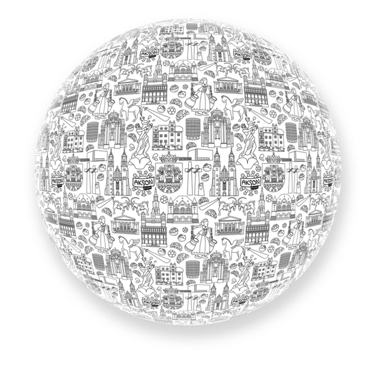 Duża piłka balonowa do kolorowania Akson z ilustracjami Poznania