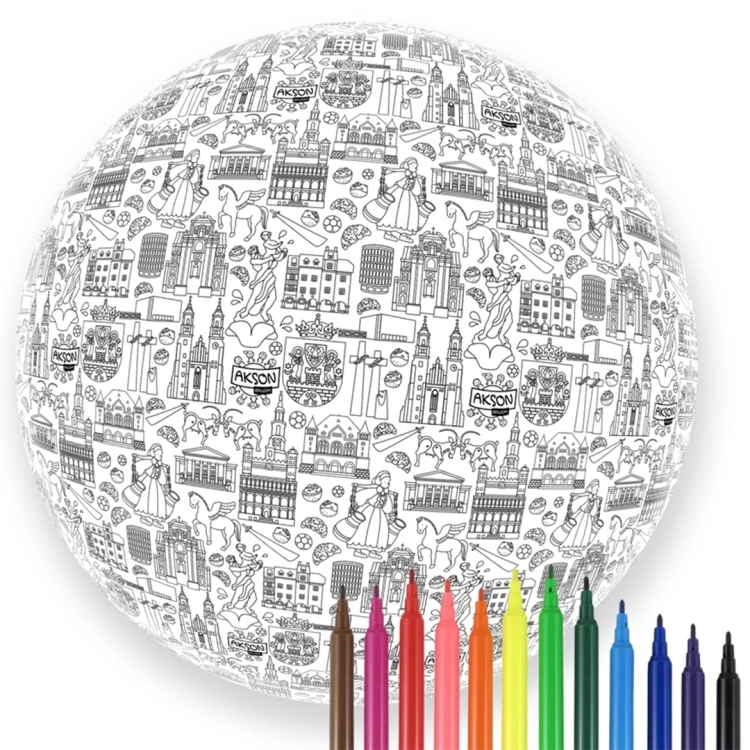 Kolorowanka przestrzenna XXL Akson przedstawiająca zabytki i symbole Poznania z pisakami